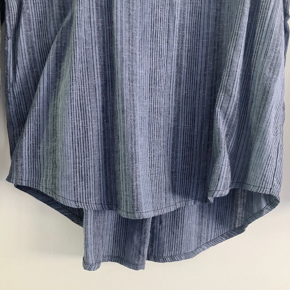 NWT B.L.E.U  linen blend long sleeve blue striped blouse boho top size XS - Picture 6 of 8